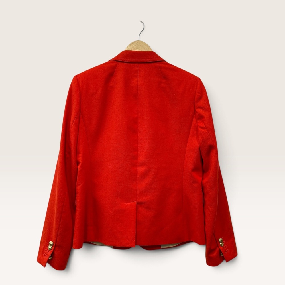 J.Crew Schoolboy Red Wool Blazer Gold Crest Buttons Size 12 - Picture 5 of 10